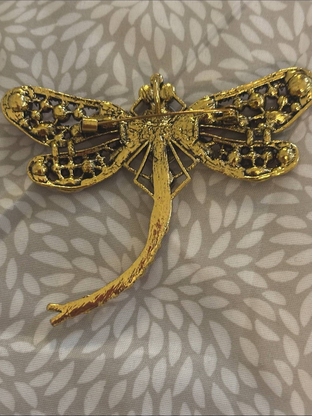 Big Pink Crystal Dragonfly Brooch - Picture 4 of 4